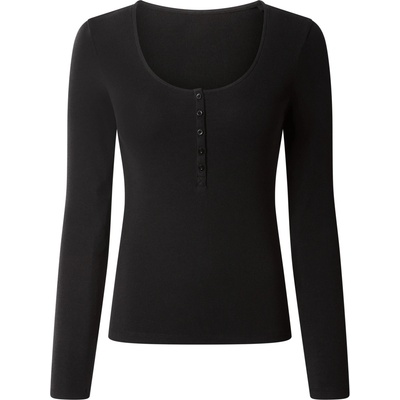 Esmara dámské vroubkované triko s dlouhými rukávy černá – Zboží Dáma