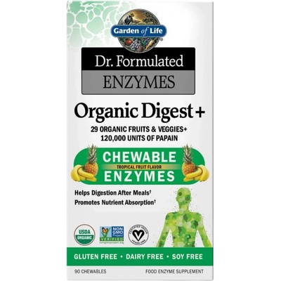 Garden of Life Dr. Formulated Organic Digest+ [90 Дъвчащи таблетки] Тропически Плодове