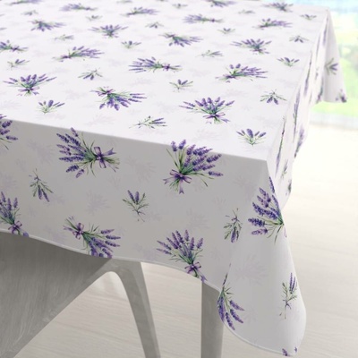 Biante Teflonový čtvercový ubrus TF-128 Snítky levandulí na bílém 90x90 cm