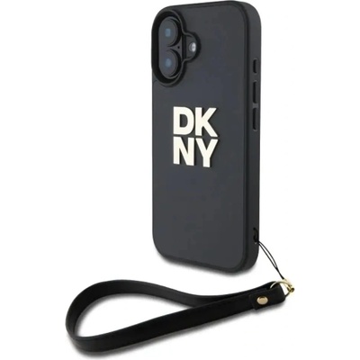 DKNY Калъф за iPhone 16 с лого и каишка на DKNY - черен (3666339334543)