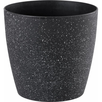 Strend Kvetináč Pro Stone, 28x26 cm, černý, efekt kameňa