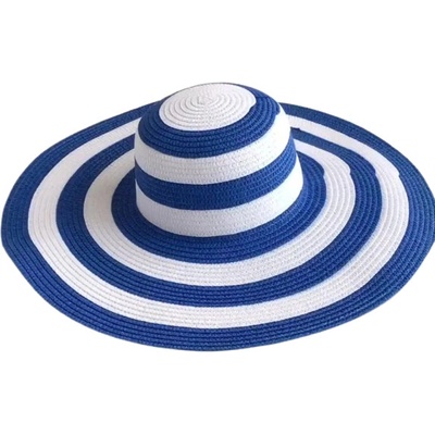 Dámský klobouk pruhovaný modro-bílá