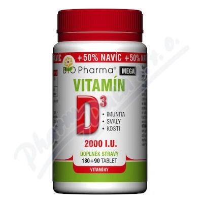 Bio-Pharma Vitamín D3 Mega 2000 I.U. 180+90 tabliet