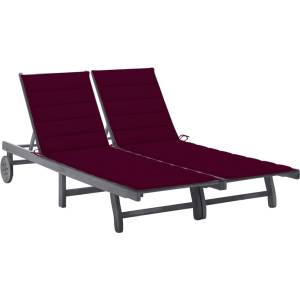 vidaXL 2-местен градински шезлонг с шалте, сив, акациево дърво масив (3061398)