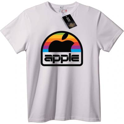 NOONEBRAND Тениска Apple Дъгов Лого - 2XL, Black