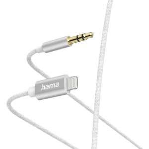 Hama Аудио кабел HAMA, Lightning мъжко - 3.5 mm жак мъжко, 1.0 м, Бял (00201522)