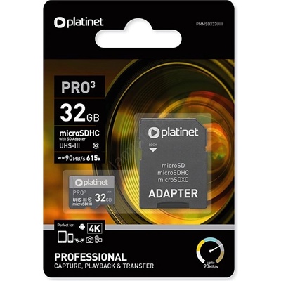 Platinet Pro microSDHC 32GB C10/U3 44003