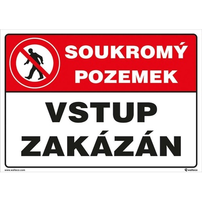 Walteco Soukromý pozemek, vstup zakázán 297x210mm, formát A4, plastová tabulka Množství: 1 ks , 20043