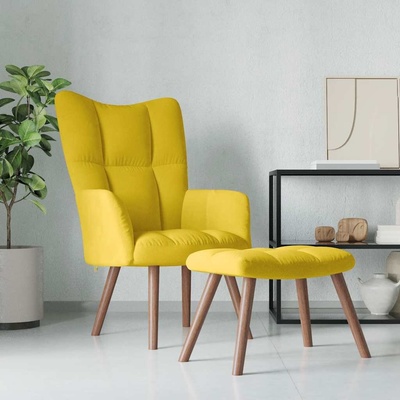 vidaXL 328069 relaxační se stoličkou hořčicově žluté samet