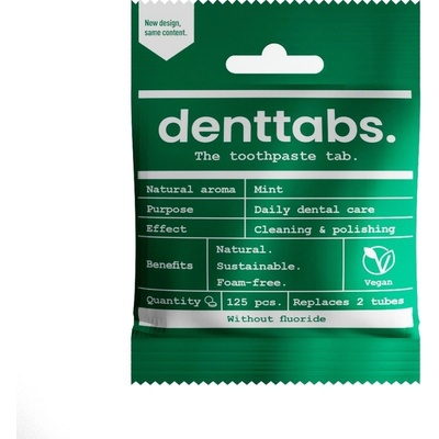 Denttabs prírodná v tabletách s fluoridom 125 ks 40 g