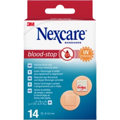 3M Nexcare Blood-Stop kruhové náplasti na zastavenie krvácania 22,5 mm 14 ks
