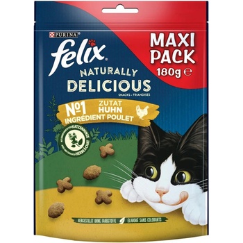 Felix Naturally Delicious pamlsek pro kočky s kuřecím masem a šantou kočičí 180 g