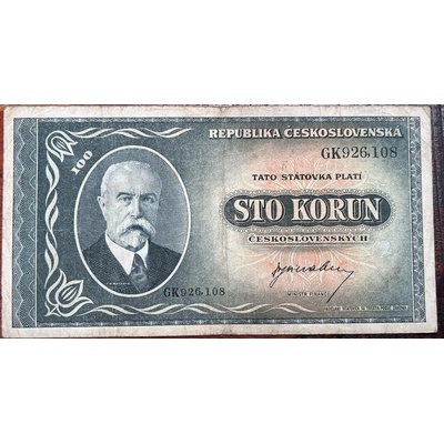 Československo -100 korun, 1945, GK (Czechoslovakia - 100 korun, 1945, GK)