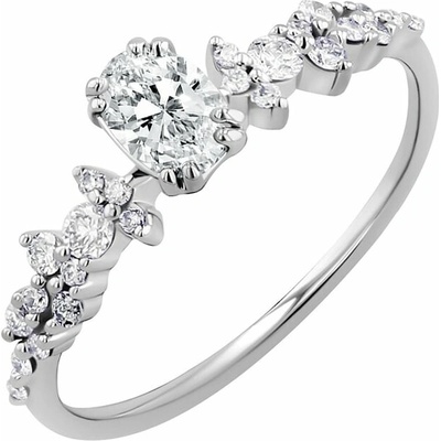 Eppi Zásnubný prsteň s moissanitom a lab grown diamantmi Lane R46297