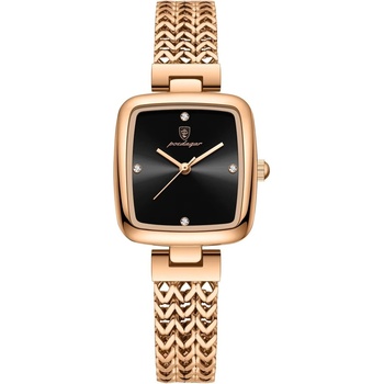 Poedagar Дамски часовник Poedagar CS1911, неръждаема стомана, розово злато, черен циферблат (CS1911)