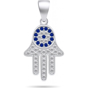 Brilio Silver strieborný prívesok so zirkónmi Hamsa PT79W