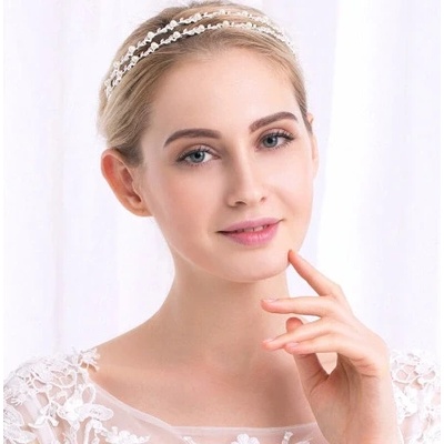 Naishide Jewelry Dámská perlová čelenka do vlasů s kamínky LEAF