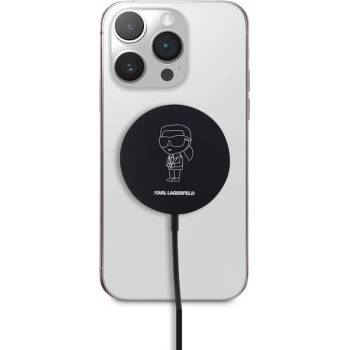 Karl Lagerfeld Ikonik NFT USB-C Magnetic Wireless Qi Charger 15W - поставка (пад) за безжично зареждане за iPhone с MagSafe (черен)