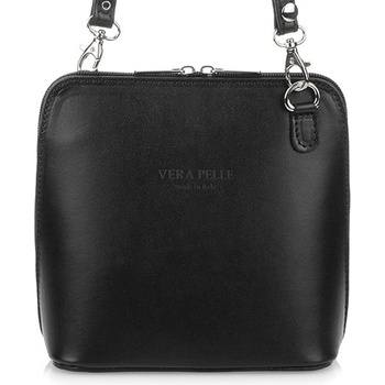 Vera Pelle K03 dámská kožená crossbody kabelka černá