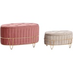 DKD Home Decor Табуретка DKD Home Decor 80 x 42 x 45 cm Сив Златен Метал Бургундия