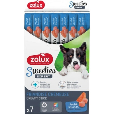 ZOLUX SWEETIES krémová psia maškrta s lososom a kuracím mäsom 7x14g