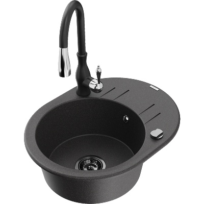 Mexen Kevin гранитна мивка с 1 отделение с отцедник и кухненски смесител (6517-76-672601-70-B)