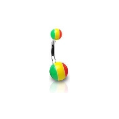 Šperky4U piercing do pupíku zelená/žlutá/červená BA01070-GYR