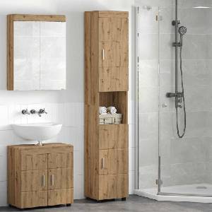 vidaXL Комплект шкафове за баня TULUM Дъб 37 x 31, 5 x 203 см (880360)