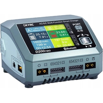 SkyRC Dvoukanálová Nabíječka Baterií 200W AC 800W DC USB-C PD D200 NEO