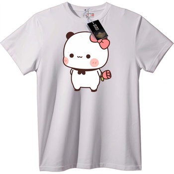 NOONEBRAND Тениска Сладка Панда с Розова Панделка - 4XL, White