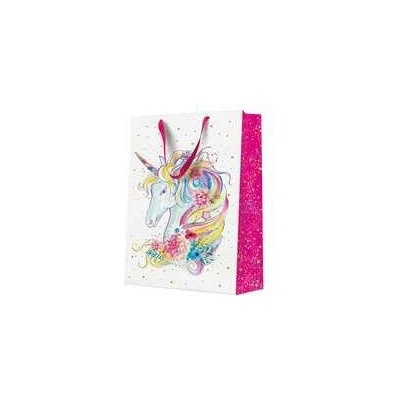Darčeková taška - UNICORN FLOWER HEAD, veľká 30x41x12 cm