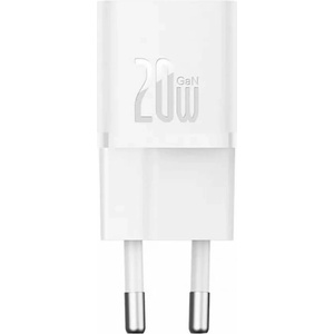 Baseus Мрежово зарядно устройство Baseus GaN5S Fast Charger 1C, 20W, 1 x Type-C F, Бял - 40407