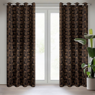 Takoy Závěs MARIGOLD z zatemňovací látky s potiskem zlatých listů leknínu 140 x 250 cm-HF-418948 | 140 x 250 cm