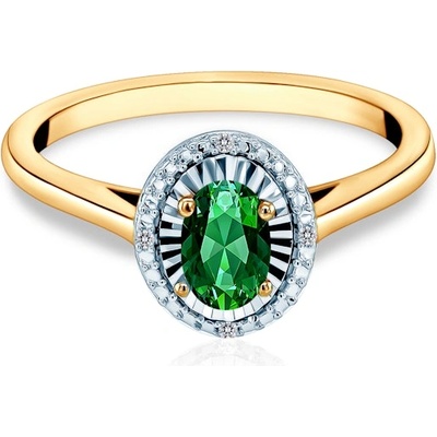 SAVICKI Годежен пръстен savicki: двуцветно злато, смарагд, диаманти