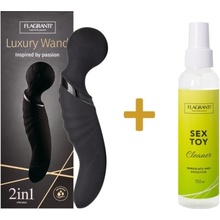 Flagranti SET Masážna hlavica Luxury Wand 2v1 čierna + Toy Cleaner