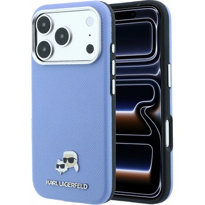 Karl Lagerfeld PU Grained Semi Wrap K&CH Heads Magsafe zadní kryt pre iPhone 18 Pro blue KLHMP18L6PSKCHLB