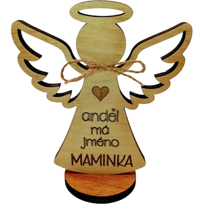 Dekorace z Řečice Dřevěný anděl "maminka"14cm