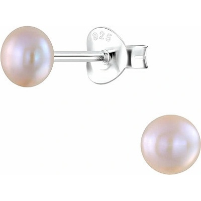 Nefertitis 06471 Stříbrné náušnice s perlou v broskvovém tónu NF64771 4 mm, 0,50 g