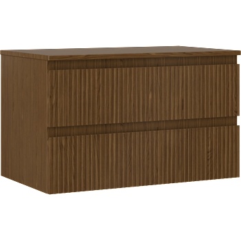 Mexen Rivel шкаф за баня под умивалник 80 см с плот, 2 чекмеджета, рифелован, орех - 91A20-08047-2-BFFC86 (91A20-08047-2-BFFC86)