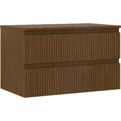 Mexen Rivel шкаф за баня под умивалник 80 см с плот, 2 чекмеджета, рифелован, орех - 91A20-08047-2-BFFC86 (91A20-08047-2-BFFC86)