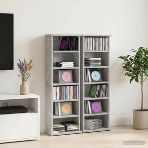 vidaXL Кабинет за CD 2 бр. Бетонно сиво 60 x 17 x 92 см (8012753)