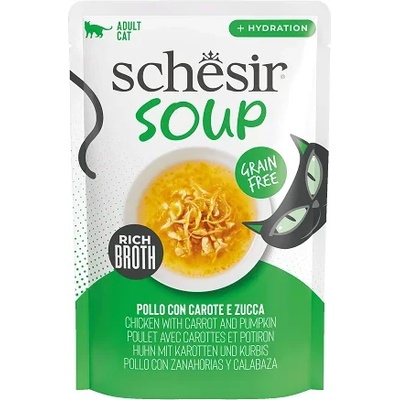 Schesir Cat Chicken with Carrot and Pumpkin Soup - Натурална супа с пиле, морков и тиква за котки 40 г