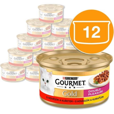Gourmet Gold Cat hovädzie & kura kúsky šťava 12 x 85 g