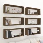 vidaXL Стенни рафтове, 6 бр, Кафяв дъб, 60x15x23 см, инженерно дърво (815932)