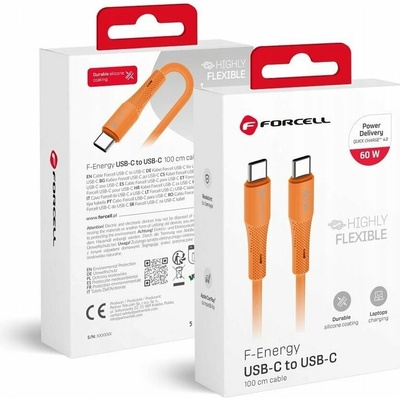 ForCell C344 USB USB C na USB C QC4.0 PD 3A 60W Silikonový 1m oranžový