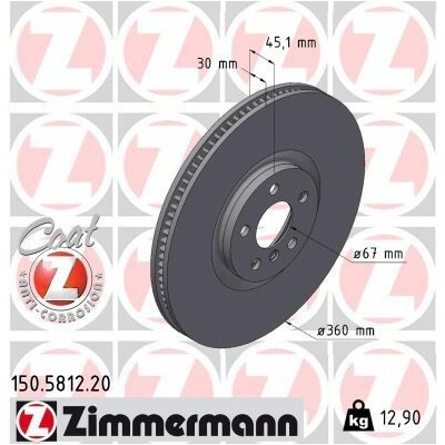 Brzdový kotúč ZIMMERMANN COAT Z 150.5812.20