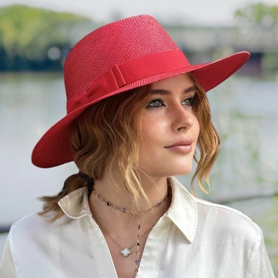 Krumlovanka Dámský letní klobouk Faser Handcrafted Co-22999 červený