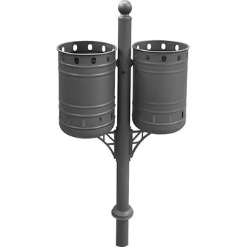 NIKA Двоен градски кош 2 x 32 литра поцинкован с механизъм, височина 123 см (1754)