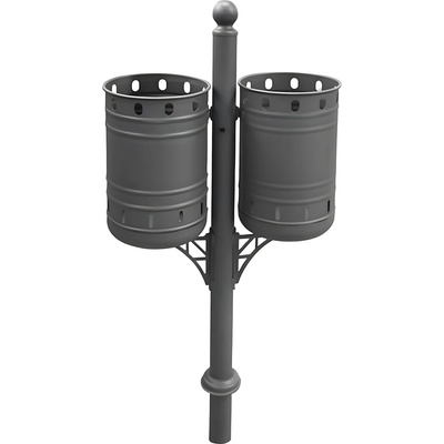 NIKA Двоен градски кош 2 x 32 литра поцинкован с механизъм, височина 123 см (1754)