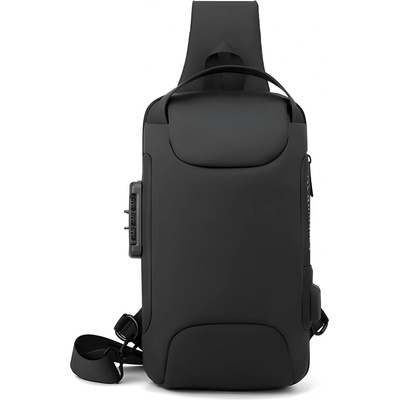 Taška přes rameno s USB nabíjením proti krádeži Černá
